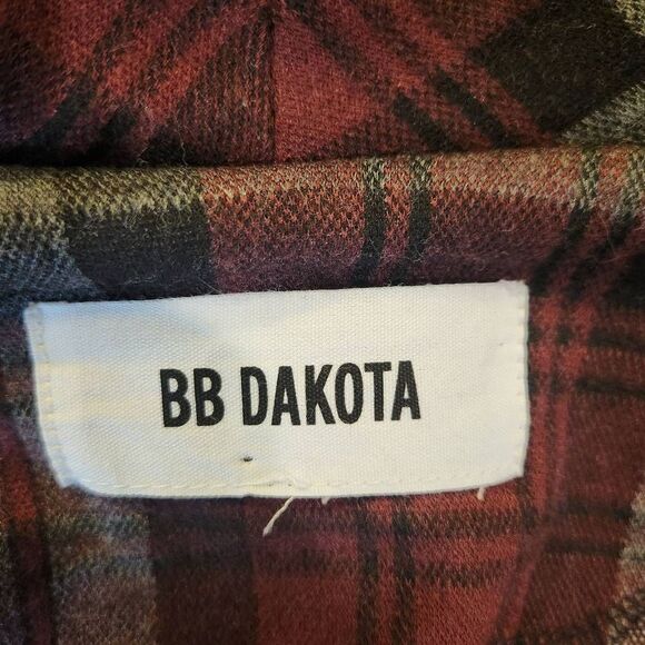 BB Dakota Burgundy and Black Plaid Open Cardigan XXL (4820) - Picture 4 of 7